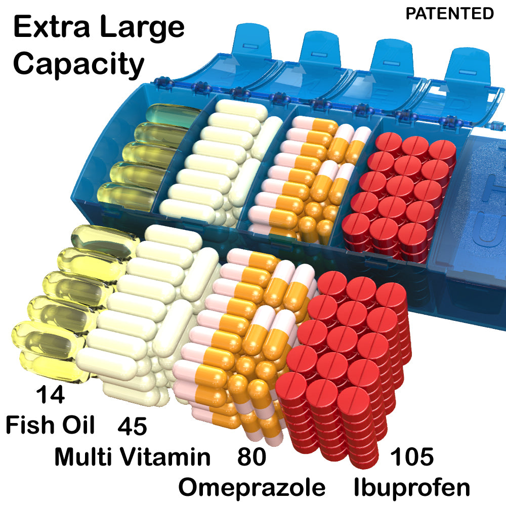Capacity for Extra large pill organizer used with medicine lock box