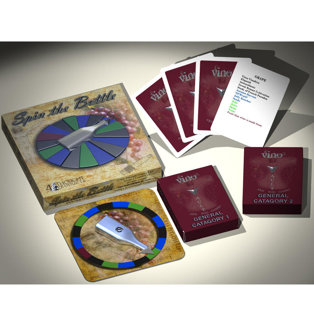 Spin the Bottle game set used with Vino Vault wine bottle puzzle