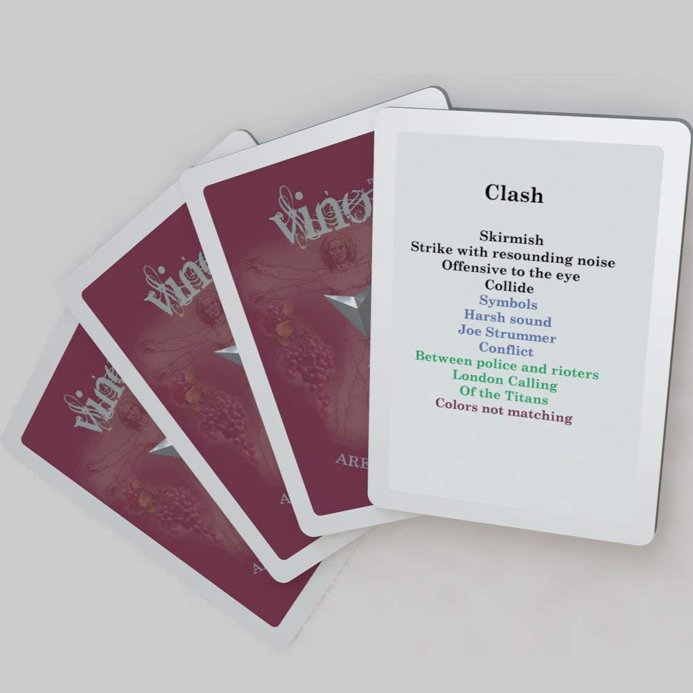 Cards for Spin the Bottle game set used in Vino Vault wine puzzle