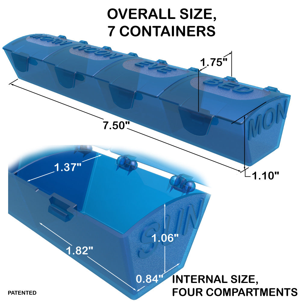 Med Manger XL Extra Large Weekly Pill Organizer, 4 dose overall size