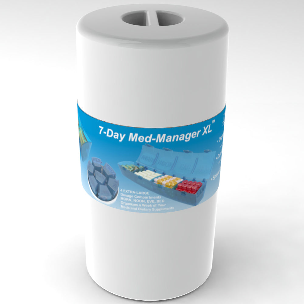 Med Manger XL Extra Large Weekly Pill Organizer, 4 dose,  packaging