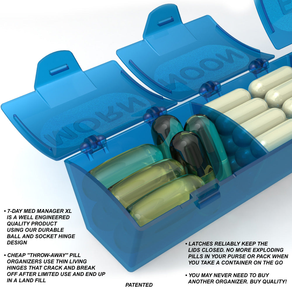 Med Manger XL Extra Large Weekly Pill Organizer, 4 dose, details