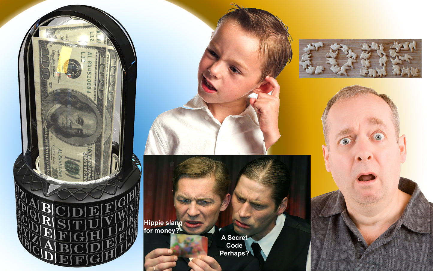 Puzzle Pod Cryptex Money Puzzle Box and Coin Bank Collage