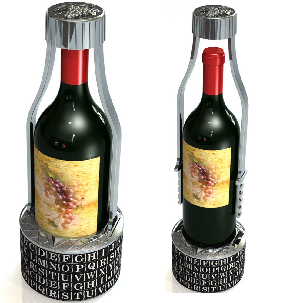 Vino Vault wine bottle  brain teaser puzzle cryptex exploded